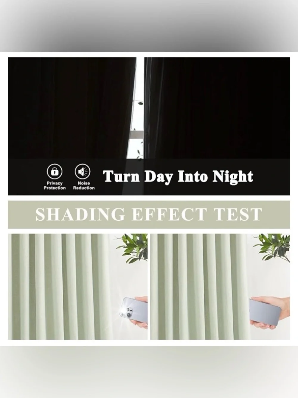 Vision Home Soft Green Pinch Pleated Full Blackout Curtains,50x63x2BL, NEW